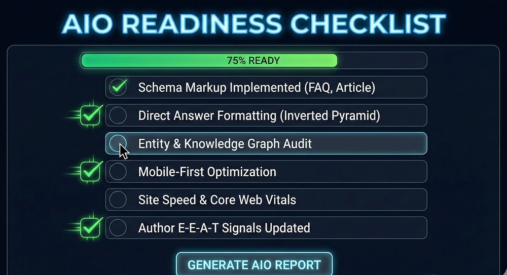 Interactive checklist for AIO Readiness