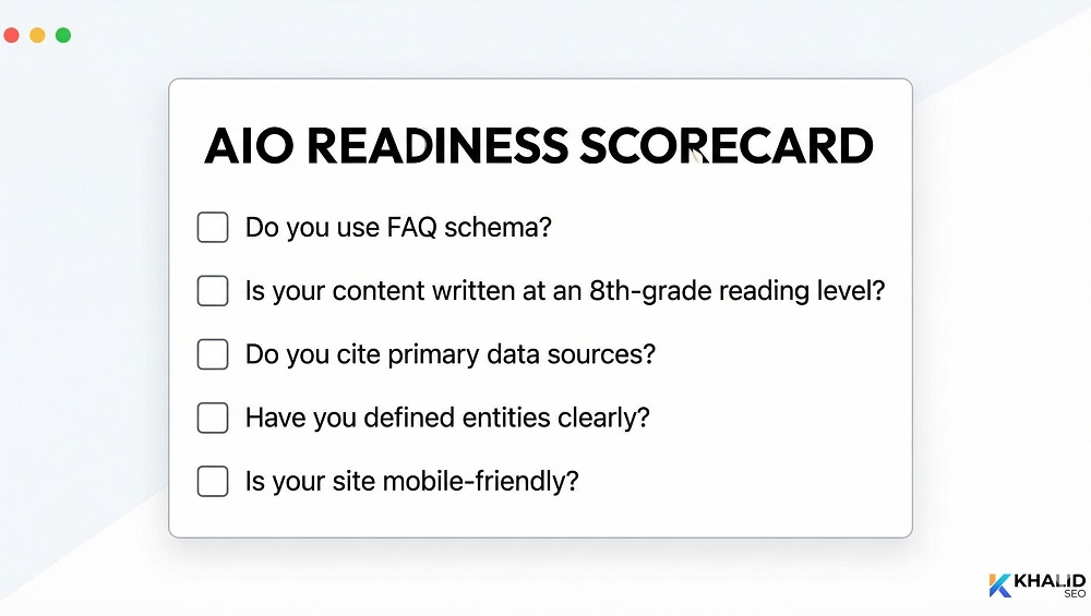 AIO vs. Traditional SEO: The Shift from Keywords to Concepts (2026 Guide) 4 "AIO Readiness Scorecard" - A simple checklist box