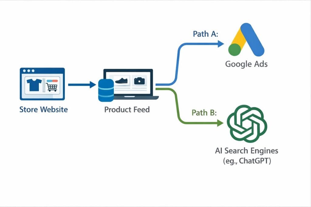 Product journey infographic with paths