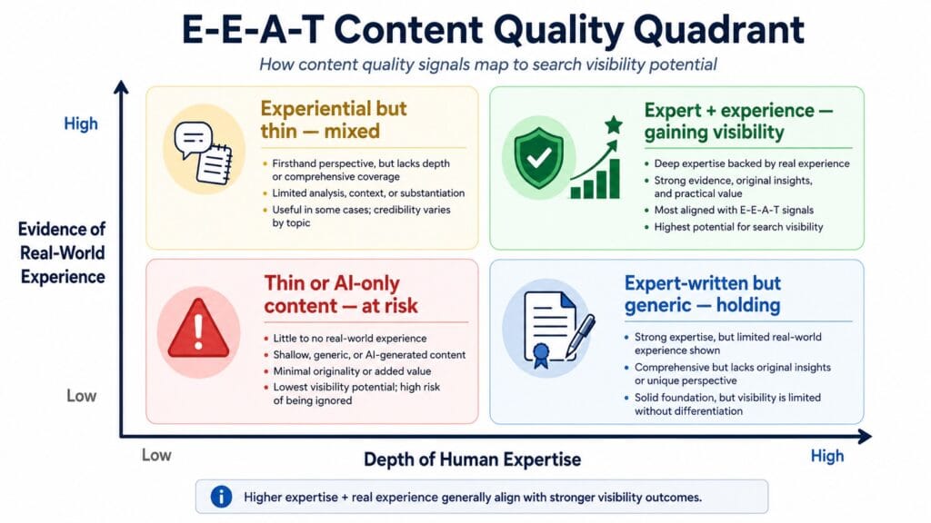 E-E-A-T content quality quadrant