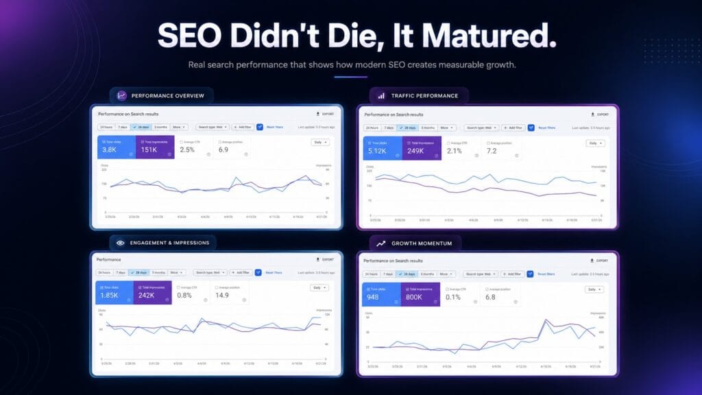 SEO performance dashboard with sleek design