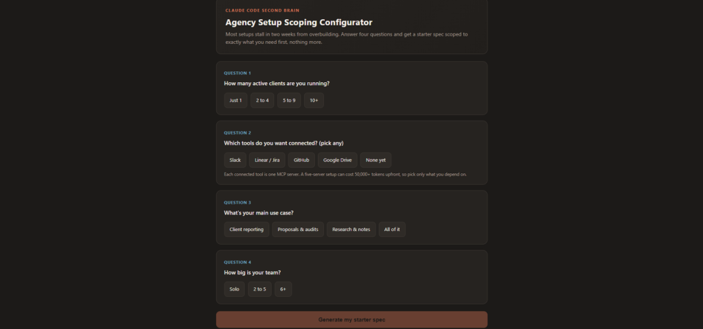 Build a Claude Code Second Brain That Remembers Every Client 2 Agency Setup Scoping Configurator