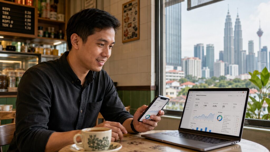 Café work session with city view